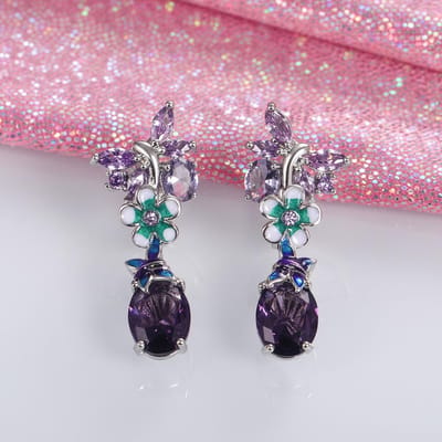 POMOiii Romantische Paarse Vlinder Oorbellen Vrouwen Vintage Party Elegante Vrouwelijke Accessoires Verjaardagscadeau Nieuwe Oorbellen