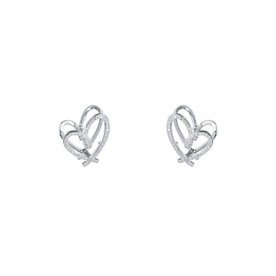 Go Dutch Label Oorhangers Crystal Heart Hoop Zilver