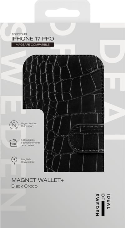 iDeal of Sweden Magnet Wallet+ met magnetische ring geschikt voor iPhone 17 Pro Black Croco