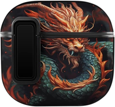 Oordopjes Hoesje - Beschermhoesje Draadloos - Dagelijks Gebruik - Uniek Draken Design - 5.3 x 5 x 2.5 cm