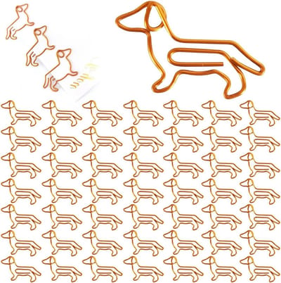 Set van 50 Dierenvormige Paperclips en Schattige Boekmerken - Kantoorbenodigdheden voor Studenten en Leraren - Creatieve Memo Houder in Oranje