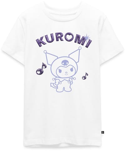 Kuromi Omtrekontwerp Met Paarse Chrome Letters Premium T-Shirt Tiener
