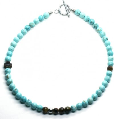 IbizaMen Kids - Jongens - ketting - edelsteen - turkoois - turquoise - 6mm - 36 cm