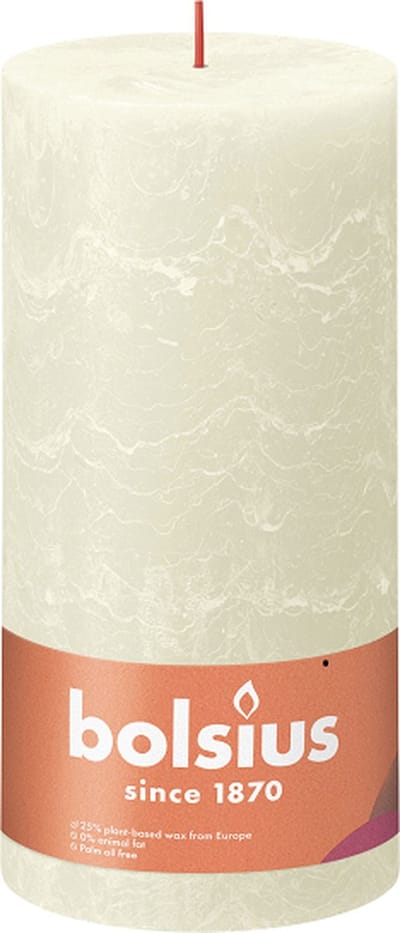 4 stuks Bolsius ivoor rustiek stompkaarsen 200/100 (125 uur) Eco Shine Soft Pearl