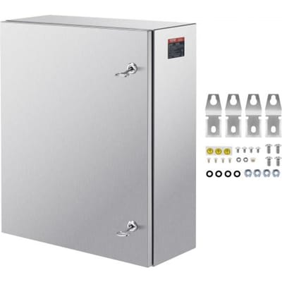 VEVOR stalen schakelkast 60 x 50 x 20 cm elektrische behuizing 304 roestvrij stalen wandgemonteerde behuizing voor elektrische en elektronische apparatuur buitenshuis IP66 waterdicht