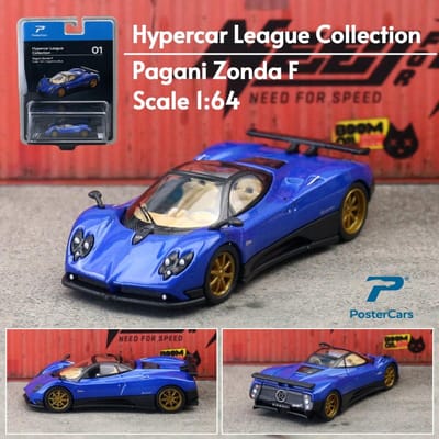 Postercars 1/64 Pagani Zonda Roadster F Super Sport Auto Diecast Voertuig Minatuur Vrij Draaiende Wielen Verzameling Cadeau Voor Kinderen Jongens