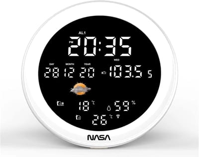 Weerstation met speaker - Weerdisplay Bluetooth - Binnen en buiten - 3 buitensensoren - 15.9 x 17.8 x 12.6 cm
