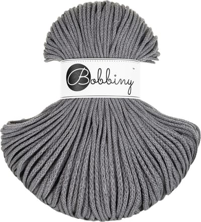 Bobbiny Junior braided cord 3 mm - Stone grey