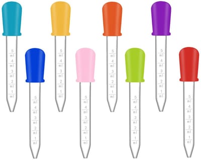 Dailygoods- Pipetten 5 ml - Kunststof / Siliconen - Druppelaar - Vloeistofdispenser - 8 Stuks - Voedselveilig/BPA-vrij