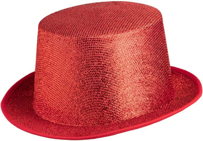 dressforfun - Glinsterende cilinderhoed rood - verkleedkleding kostuum halloween verkleden feestkleding carnavalskleding carnaval feestkledij partykleding - 304584