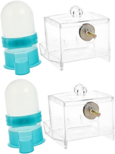 Kippen Voeder Drink Set - Vogelvoederbak Drinkfontein - Automatisch Voeren - Transparante Containers - 9 x 9 x 14 cm