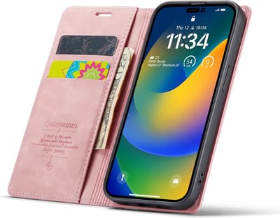 CaseMania Bookcase hoesje geschikt voor iPhone 13 Mini - Effen Roze - Kunstleer