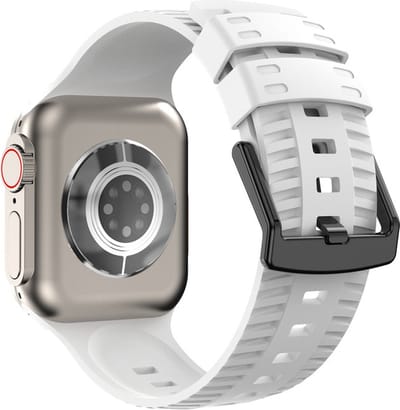 Siliconen bandje - geschikt voor Apple Watch 1/2/3/4/5/6/7/8/9/10/11/ SE (1,2,3) met maat 38 mm / 40 mm / 41 mm en 42 mm (Watch 10/11) - wit