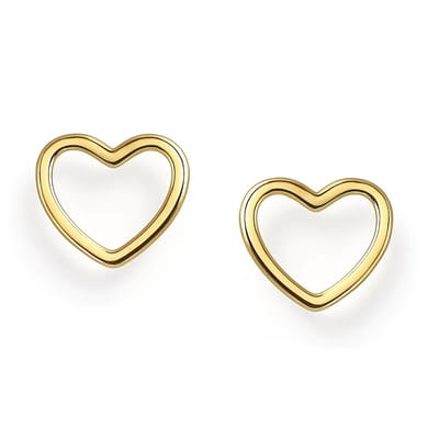 Oorbellen Goudkleurig dames - Goudkleurig Hart Oorstekers - Delicaat Goudkleurig Hart Oorbellen - Verguld Echte Zilver 925 - Amona Jewelry