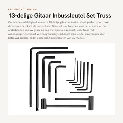 Dailygoods- Inbussleutelset 13-delig - Verlengde Truss Rod Sleutels 4mm/5mm - Hex Box Sleutels 7mm/8mm - Staal - Duurzaam en Sterk - Gitaar Gereedschap
