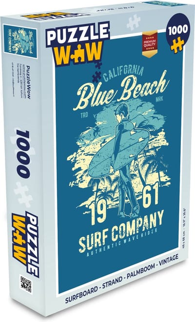 Puzzel Surfboard - Strand - Palmboom - Vintage - Legpuzzel - Puzzel 1000 stukjes volwassenen