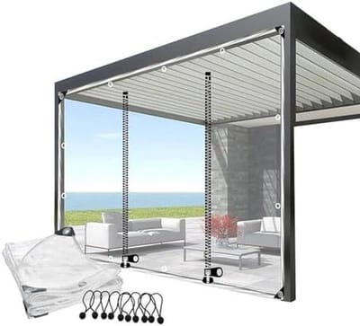 Transparant Zeil Gordijn - Buitengordijn Waterdicht - Pergola Afschermen - Met Deur Ritssluiting - Maatwerk Mogelijk - Transparant