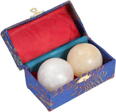 Marmeren Ballen - Hand Oefenballen - Handfunctie Verbeteren - Natuursteen Materiaal - 2 Stuks - Geel