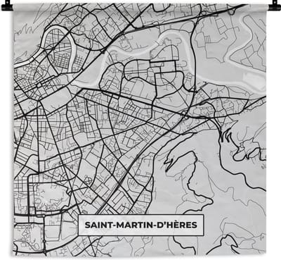 Wandkleed - Wanddoek - Frankrijk - Plattegrond - Kaart - Saint-Martin-d'Hères - Stadskaart - 180x180 cm - Wandtapijt