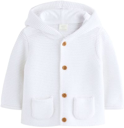 Next - Pasgeboren unisex - Gebreid babyvestje met capuchon - Wit