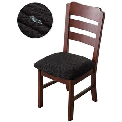 1/2/4/6 housse de siège de chaise de salle à manger étanche Jacquard amovible coussin de siège de chaise housse de salle à manger chaise de cuisine décor à la maison 1 Piece noir