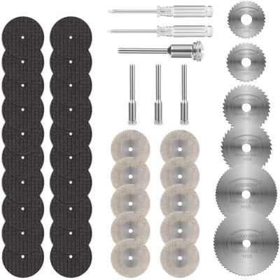 Set van 36 Mini HSS Cirkelzaagbladen met Accessoires voor Hout, Metaal en Steen