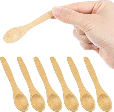 Dailygoods - 6 Stuks Kleine Houten Lepels - Mini Handgemaakte Bamboe Lepels