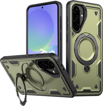Hoesje Geschikt voor Samsung Galaxy A36 - Armor hoes met Ringhouder - Arara backcover - Groen