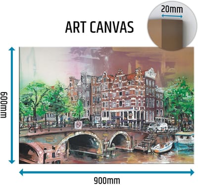 Amsterdam city canvas schilderij 90x60 cm