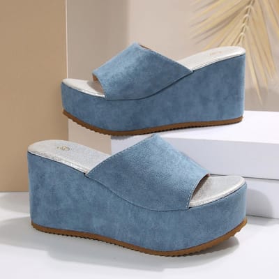 Suède Wedge Sandalen Dames Platform Buiten Grote Maten 35-43 Dikke Zool Zomer Slippers Dames Casual Slides De Mujer 43 white