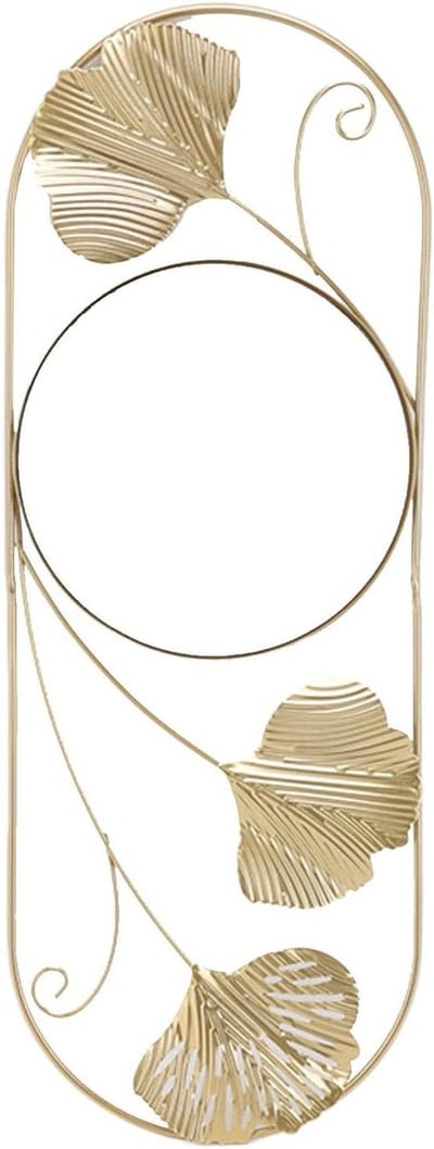 Allecto Plus - Moderne Ginkgo Blad Wandspiegel Metaal - Decoratief Muurdecor - Bladvormige Muurhanger voor Woonkamer Slaapkamer - Achtergronddecoratie - 45.6 x 16.7 x 1.5 cm