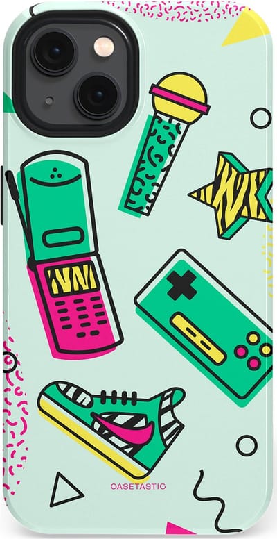 Casetastic Hoesje Geschikt voor Apple iPhone 13 Magsafe - Stijlvolle Beschermende Duo-layer Case - Retro 80s sneaker