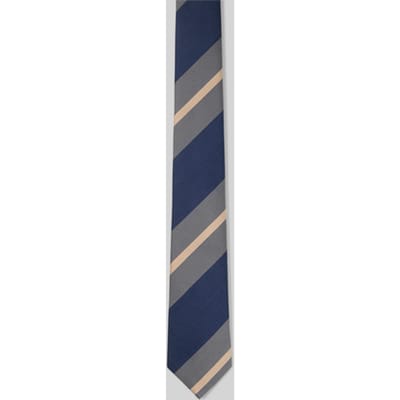 Stropdas met zijde, marineblauw/grijs gestreept