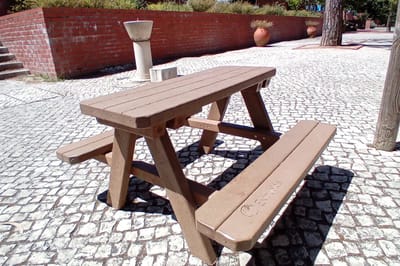 Rockwood® Parkbank Woodblend Zwaar Kunststof - Light Brown (85kg) 5cm dik 1.80m Montage op locatie. Extra gemak en vakkundige service