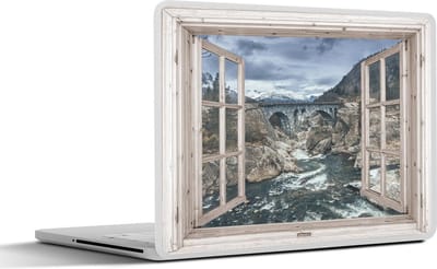 Laptop sticker - 17.3 inch - Doorkijk - Brug - Water - 40x30cm - Laptopstickers - Laptop skin - Cover