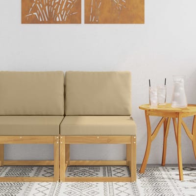 vidaXL - Buiten - bank - set - Wit - en - Beige - 59 - x - 63 - x - 73 - cm