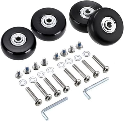 Set van 4 vervangende wielen voor een koffer, 50 x 18 mm, zwart