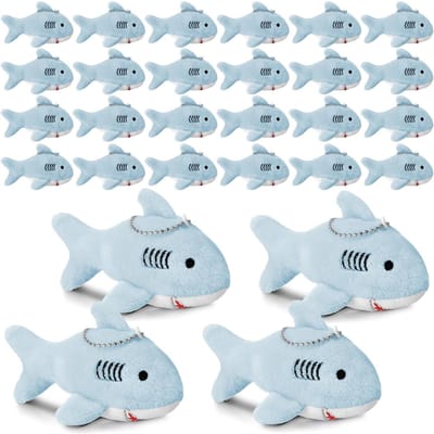 12-4s Haai Pluche Sleutelhanger Mini Knuffeldier 10 cm Haai Feestartikelen Grootverpakking Zachte Kleine Haai Sleutelhanger Haai Rugzak Sleutelhanger 12 PCS blauw
