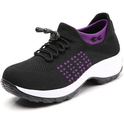 Dames Wandelschoenen Mode Sok Sneakers Mesh Ademend Comfortabel Verpleegkundige Trainers Casual Platform Loafers Antislip Elevator 44 black