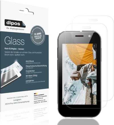 dipos – 2x Pantserfolie geschikt voor Longben XS14 Pro Mini-Smartphone | 9H Screenprotector