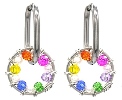 Oorbellen - Ring en Kralen - Oorringen - RVS - 3 cm - Zilverkleurig