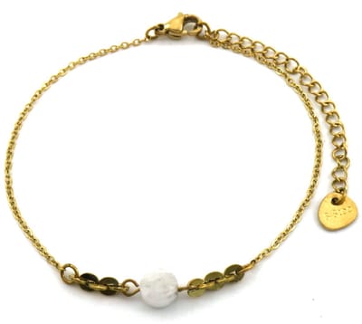 Armband Dames - Steentje - RVS - Lengte 16-19 cm - Goudkleurig
