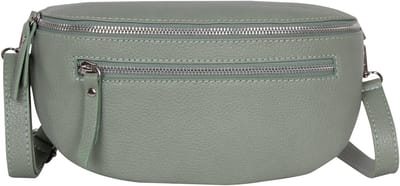 AmbraModa GLX2 - Heuptas buiktas crossbodytas, ideaal voor vakantie, reizen, uitgaan gemaakt van echt leer. Avocadogroen