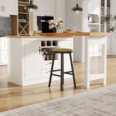 Uittrekbare Bartafel - Draaibare Tafel - Ruimte Besparen - 360 Graden Draaibaar - 120-180 cm - Wit