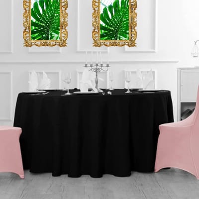 Candala Rond tafelkleed, 300 cm, groot, elegant, wasbaar, voor woonkamer, rond tafelkleed, diameter 300 cm, Kerstmis, vlekbestendige tafelkleden voor feest, zwart