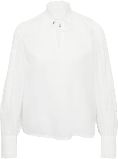 Katoenen blouse met borduursels op de mouwen dames QS