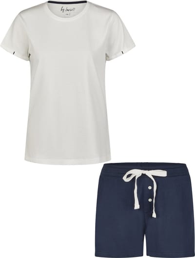 By Louise Essential Dames Korte Pyjama Set Shortama Off-white - Maat L