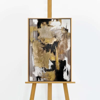 YS Schilderij - Handgeschilderd canvas schilderij - Wanddecoratie Abstract - zwart en goud - goud - Muurdecoratie woonkamer - Slaapkamer decoratie - Kamer accessoires - Abstract schilderij goud zwart - schilderijen woonkamer Gold 60x40