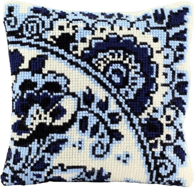 Pako Borduurpakket - kruissteekkussen- Holland Delft blauw -geprint stramien - 003.137 -DIY kit