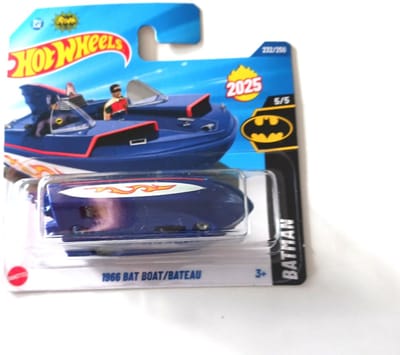 HOT WHEELS 1966 BAT BOAT/ BOOT/ BATEAU BLUE 232/250 HW BATMAN 5/5 1:64 SHORT CARD 2025